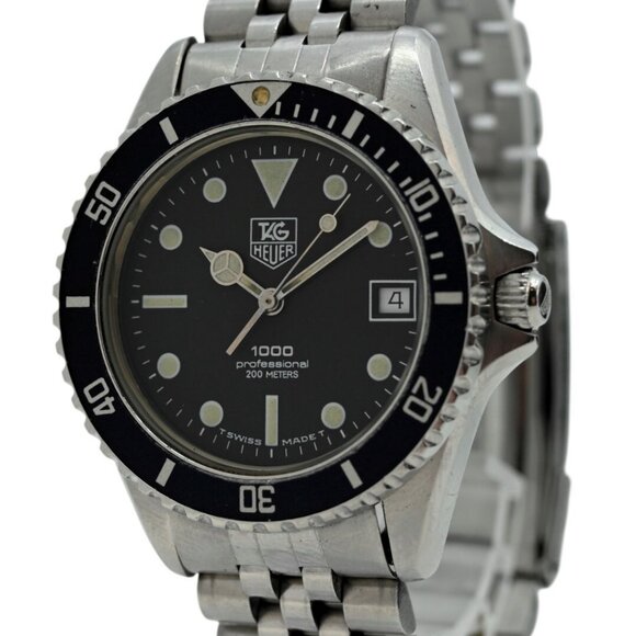 Tag Heuer 37mm Men's 1000 Series Black Dial Dive Watch Jubilee Band